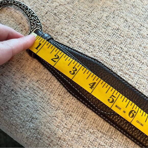Brighton Deep Brown Pebble Leather Belt Women’s Size Large Buckle & Hook Closure - Picture 6 of 7